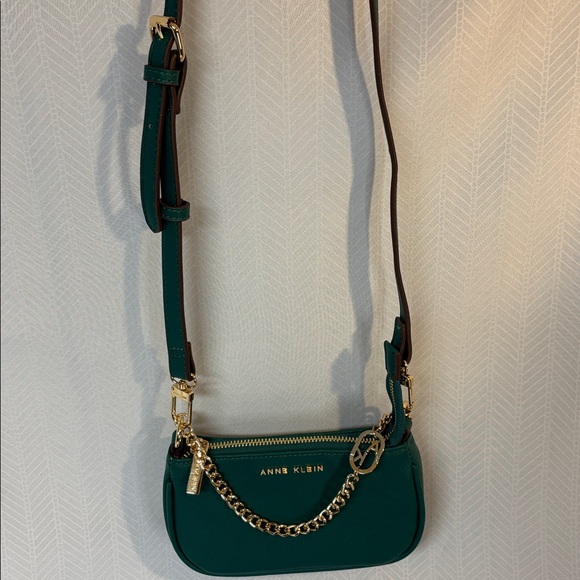Anne Klein Teal Mini Bag with Gold Chain and shoulder strap - Picture 6 of 6